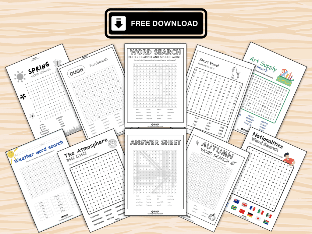 Word search worksheet