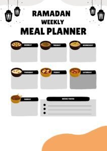 Ramadan weekly meal planner