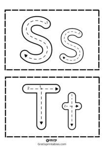 Free T Alphabet tracing worksheet