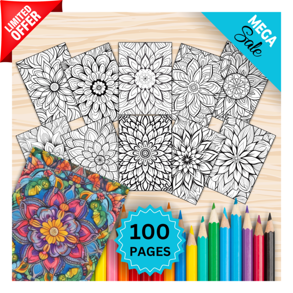 100 Flower Mandala Coloring Pages